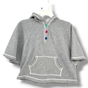 Crazy 8 Girls Button Detail Sweatshirt Hooded Poncho Shirt Jacket Gray Small‎